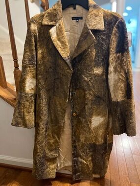 Patchwork Brown Faux Fur Trench Coat by